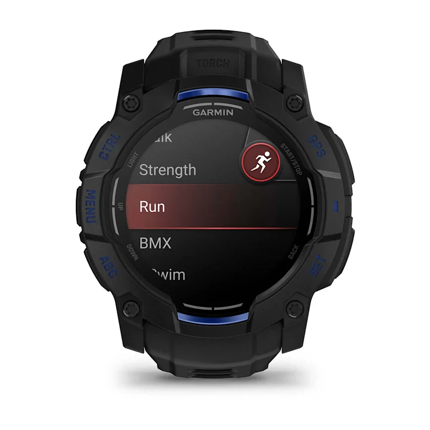 GARMIN Instinct 3 AMOLED Smart Watch - 50 mm, Black with Black/Bolt Blue Band Silicone Band thumbnail